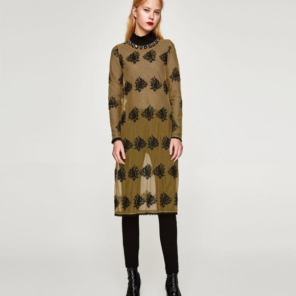 ZARA Embroidery Tulle Dress - Picture 8 of 11